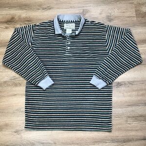 Vtg Boys Shirt Size L 14/16 Velour Striped Polo Long Sleeve Timber Multicolor